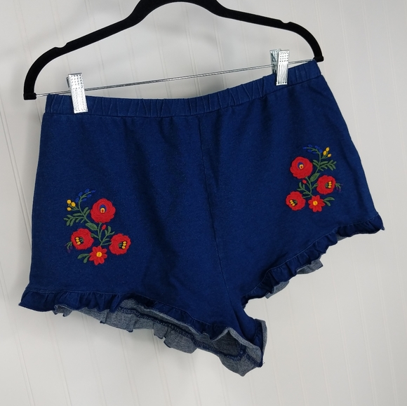 F21 Embroidered Ruffled Soft High Waist Shorts NWT Sz L - Picture 3 of 11